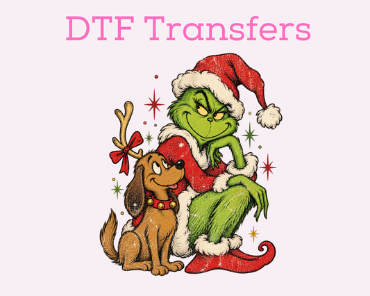 Green Man with Dog Christmas DTF TRANSFER
