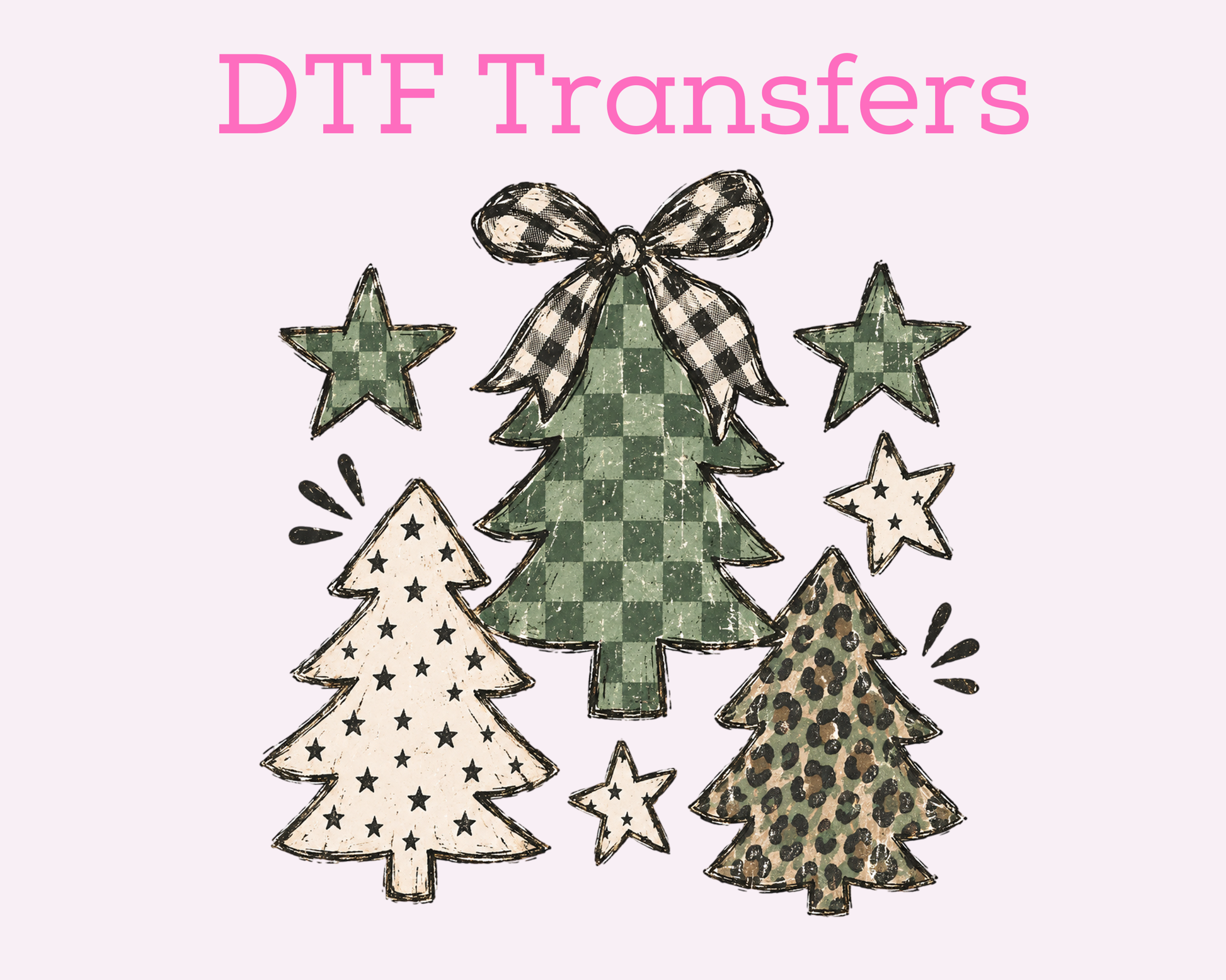 Christmas 3 Trendy Christmas Trees DTF TRANSFER