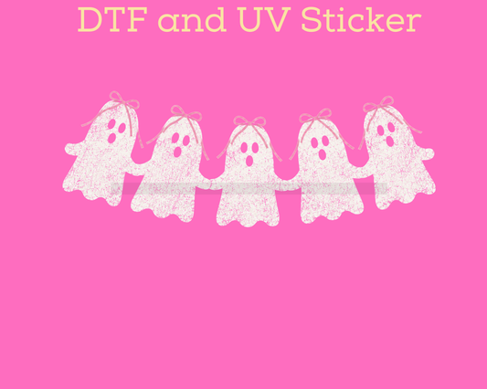Girl Ghost Garland with Bow Halloween DTF TRANSFER