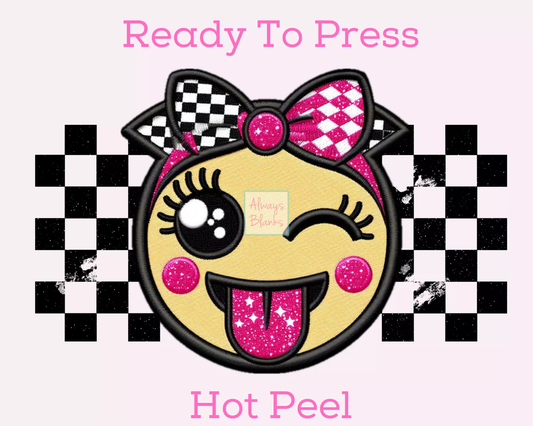 Girl Smiley (Distressed) DTF TRANSFER or UV DTF STICKER DECAL