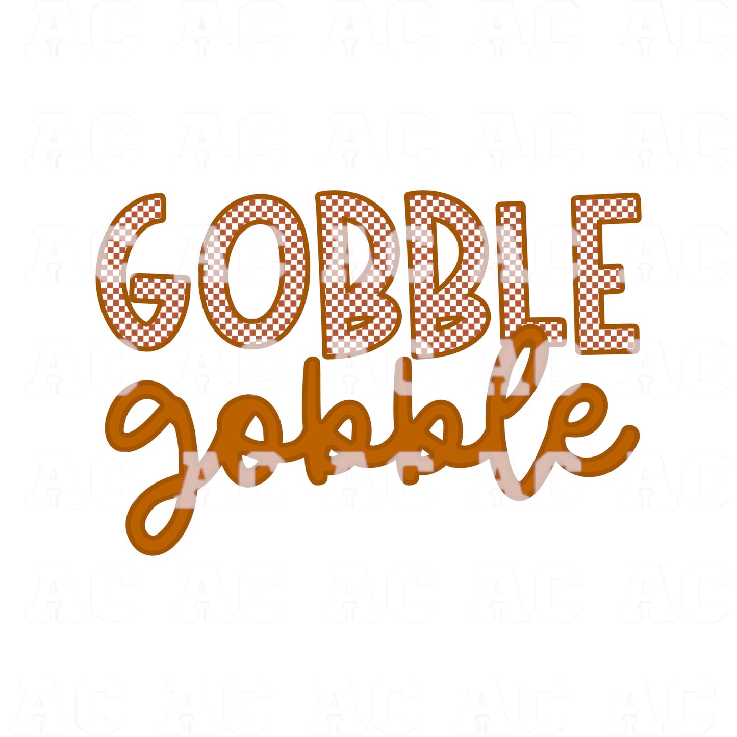 Checkered Gobble Gobble DTF TRANSFER