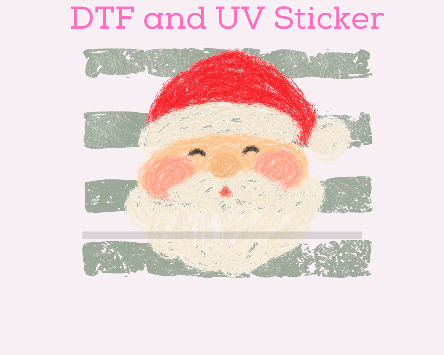 Green Stripes Santa Christmas DTF TRANSFER