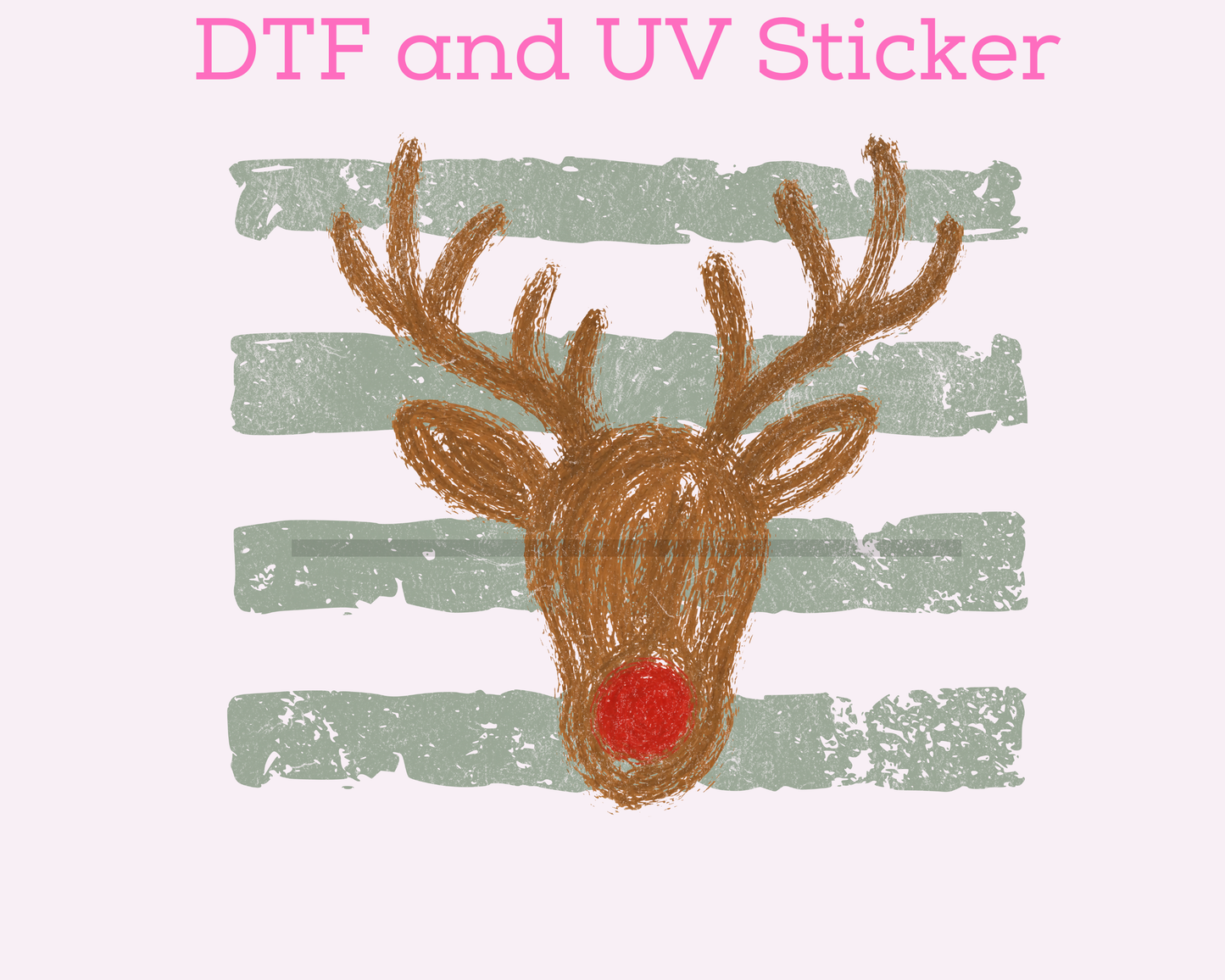 Green Stripes Reindeer Christmas DTF TRANSFER
