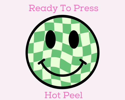 Green Checkered Happy Face St. Patrick's Day DTF TRANSFER or UV DTF STICKER