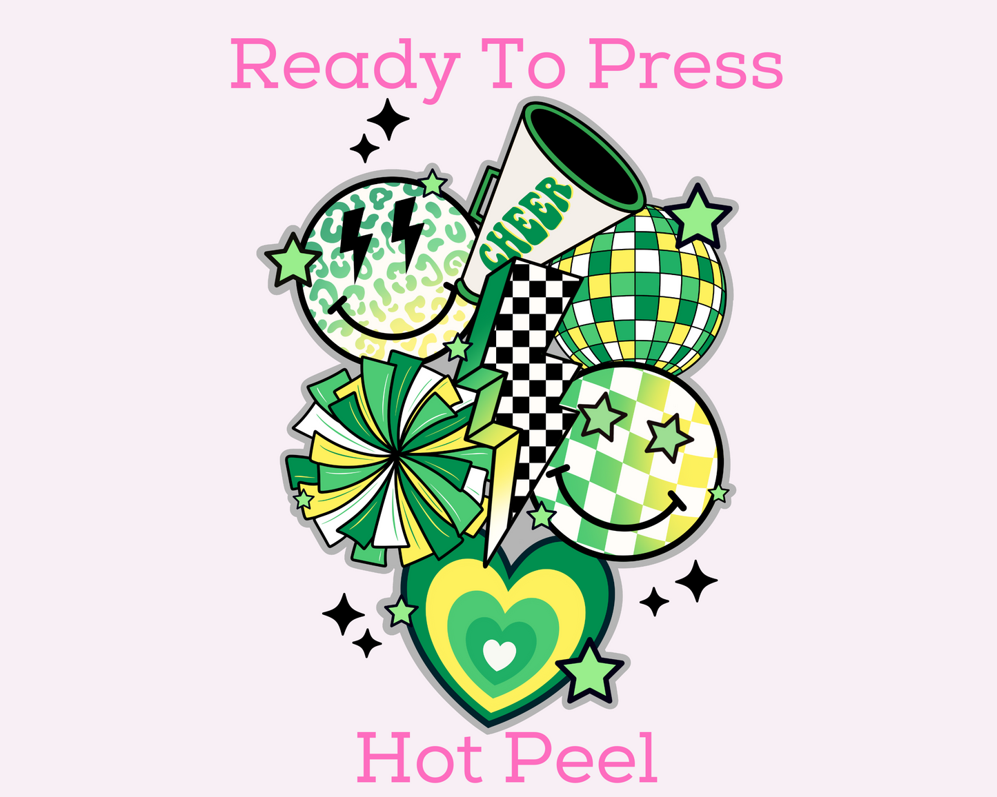 Green Cheer Collage DTF TRANSFER or UV DTF STICKER