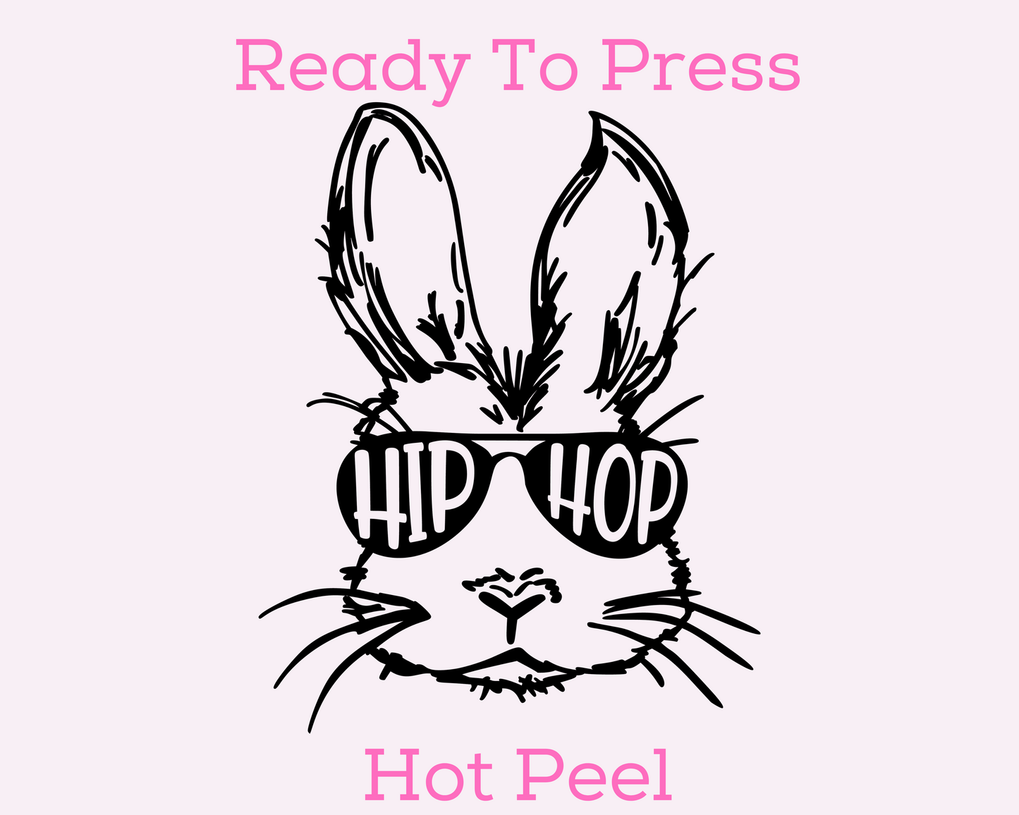 Hip Hop Bunny (Black) Easter DTF TRANSFER or UV DTF STICKER