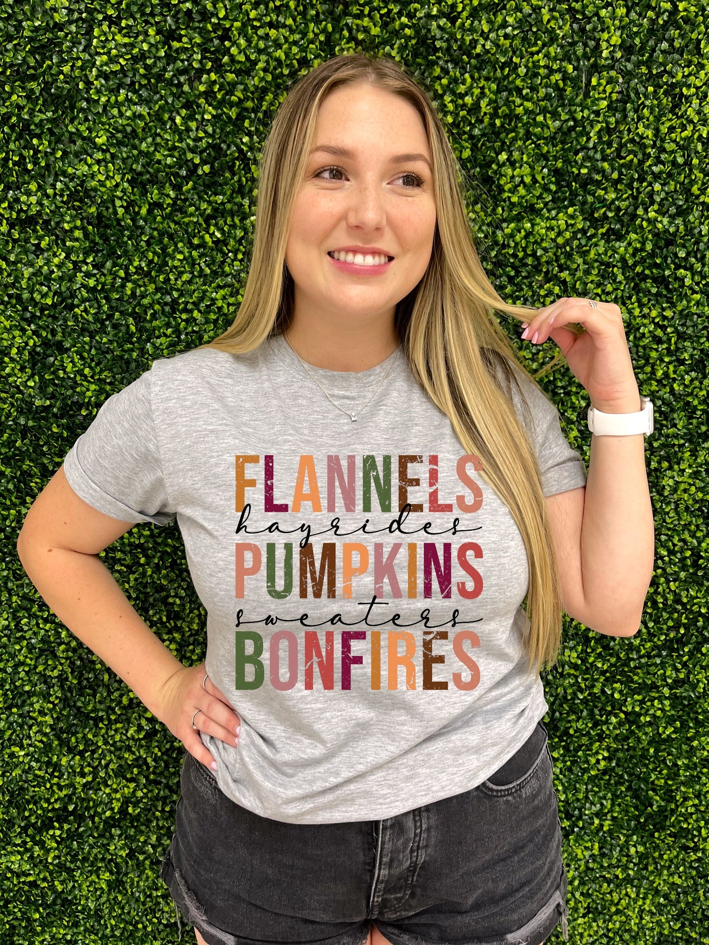 Distressed Flannels Pumpkins Bonfire DTF TRANSFER or UV DTF STICKER DECAL