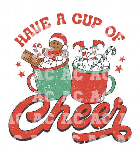 Distressed Have a Cup of Cheer DTF TRANSFER or UV DTF STICKER