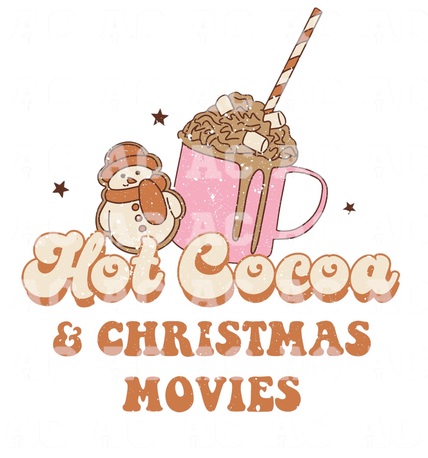 Hot Cocoa & Christmas Movies DTF TRANSFER or UV DTF STICKER
