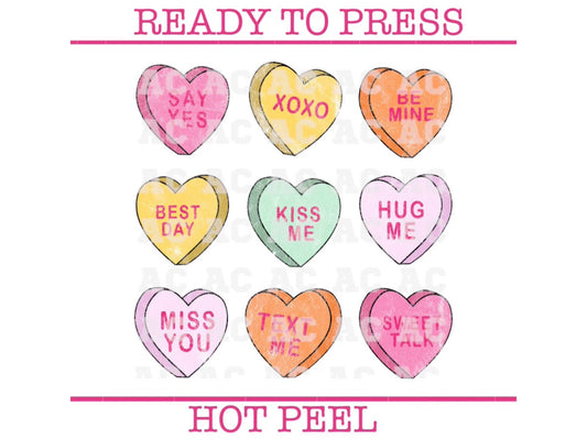 Candy Conversation Hearts Collage Valentine's Day DTF TRANSFER