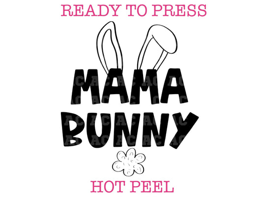 Mama Bunny (Black) Easter DTF TRANSFER or UV DTF STICKER or UV DTF STICKER