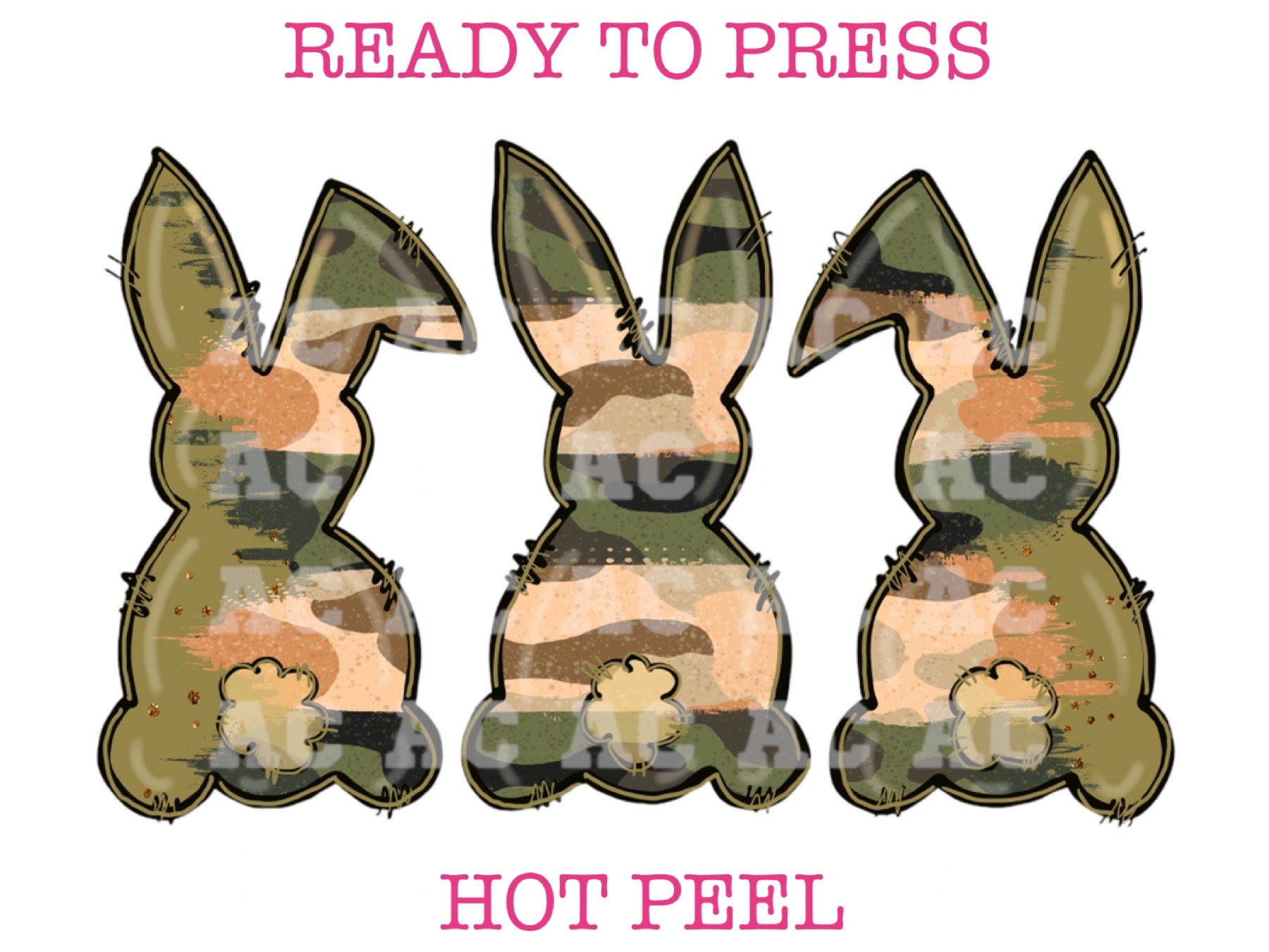 Camo Boy Bunny Trio Easter DTF TRANSFER