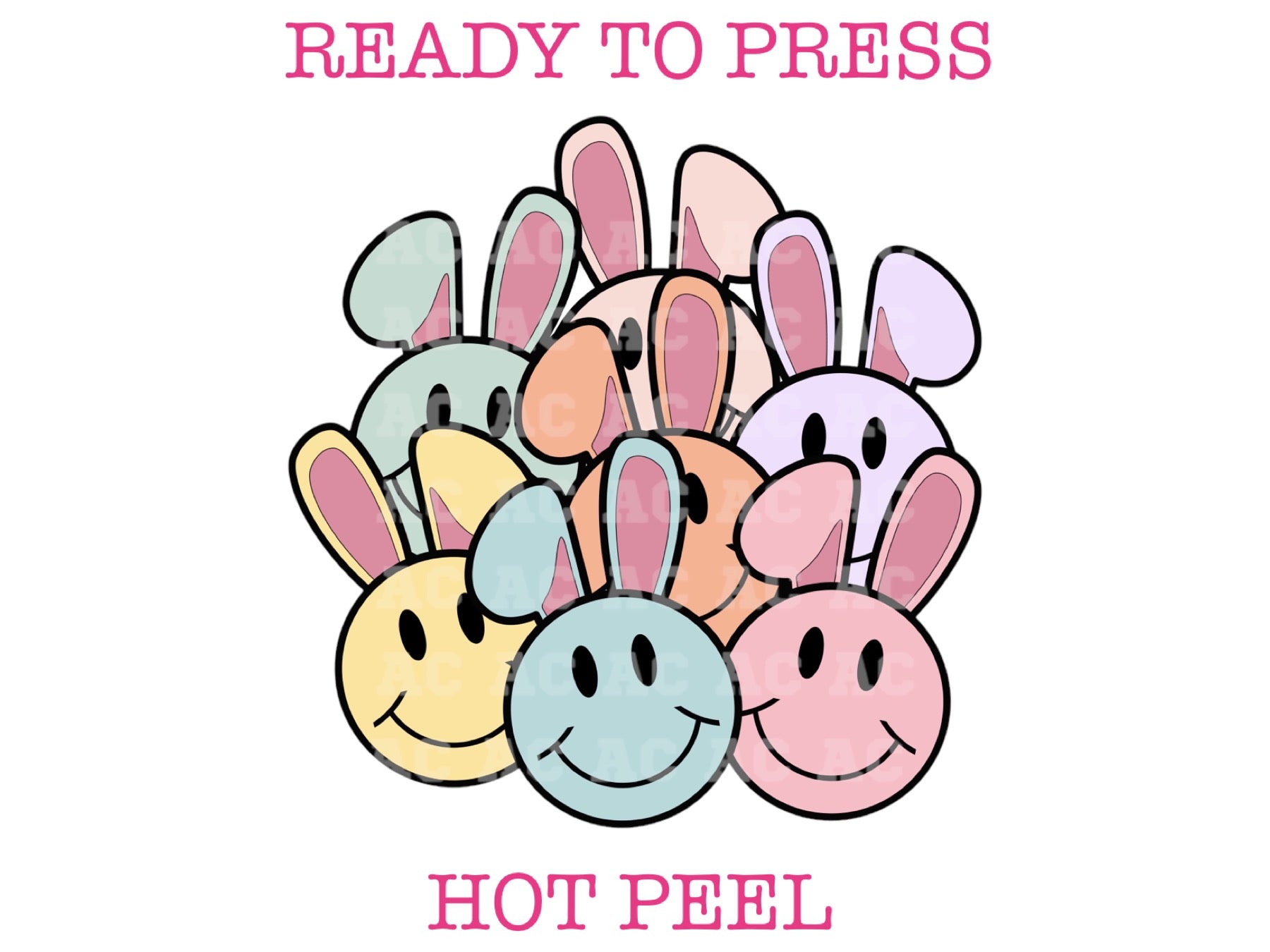 Happy Face Bunny Collage (Multi-Color) Easter DTF TRANSFER