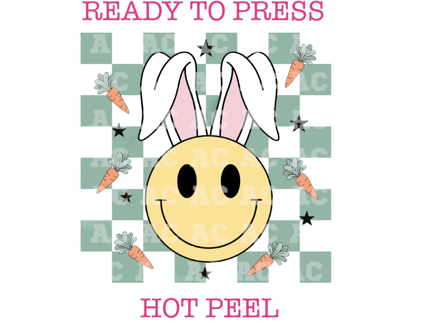 Happy Bunny Checkered Easter DTF TRANSFER