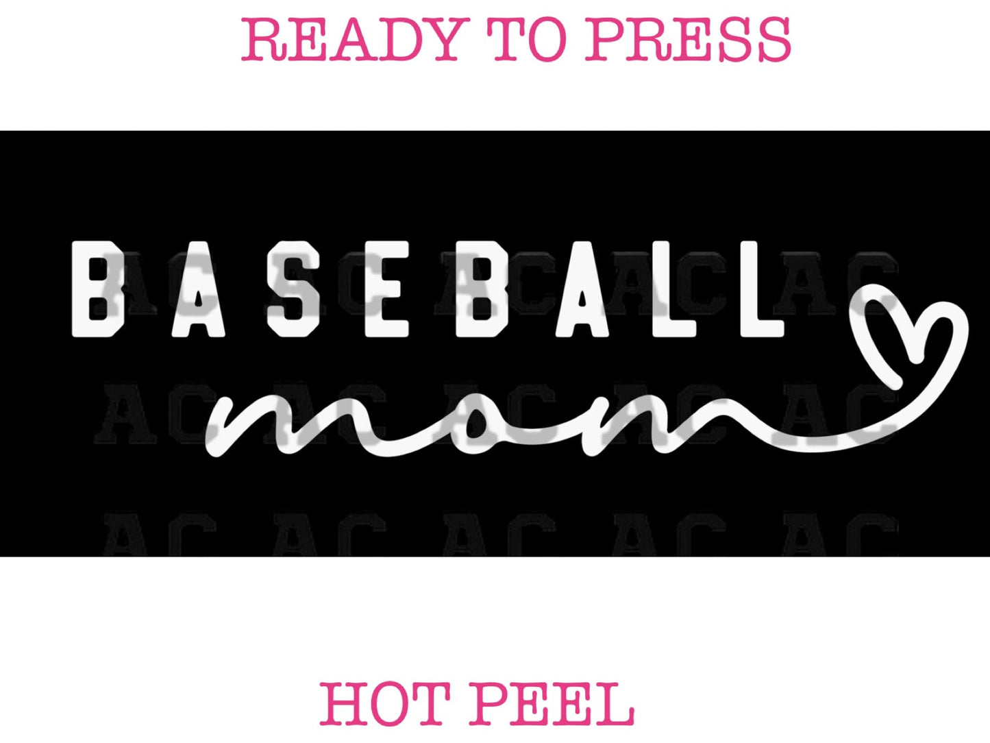 Baseball Script Mom (White) DTF TRANSFER or UV DTF STICKER
