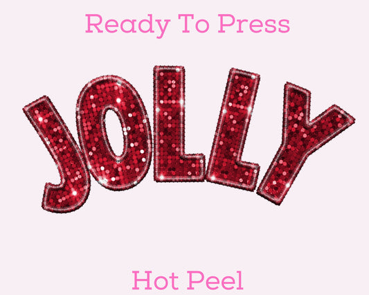 Jolly (Faux Sequins) Christmas DTF TRANSFER or UV DTF STICKER