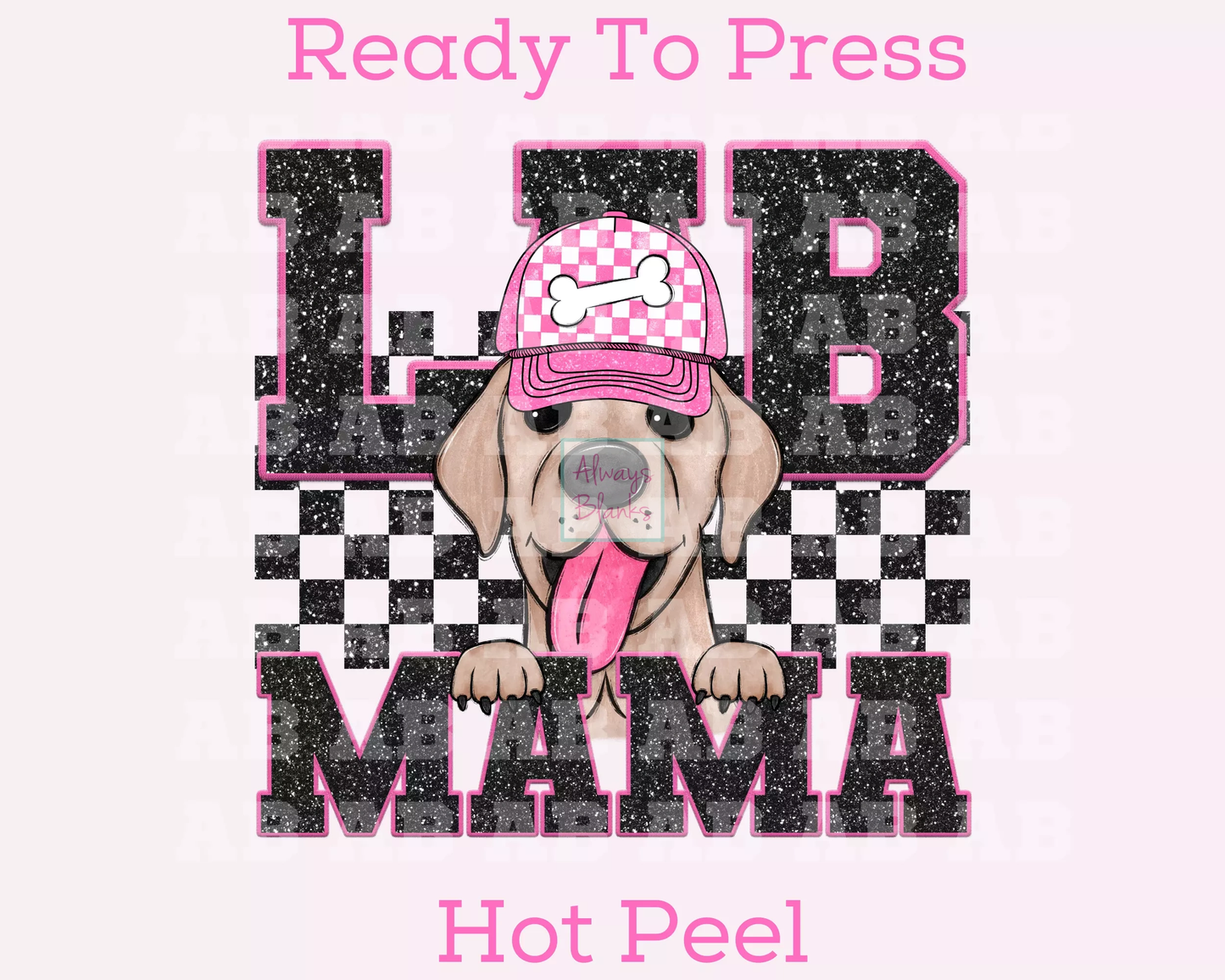 Lab Mama (Black) Faux Sequins Faux Embroidery Mom DTF TRANSFER or UV DTF STICKER DECAL