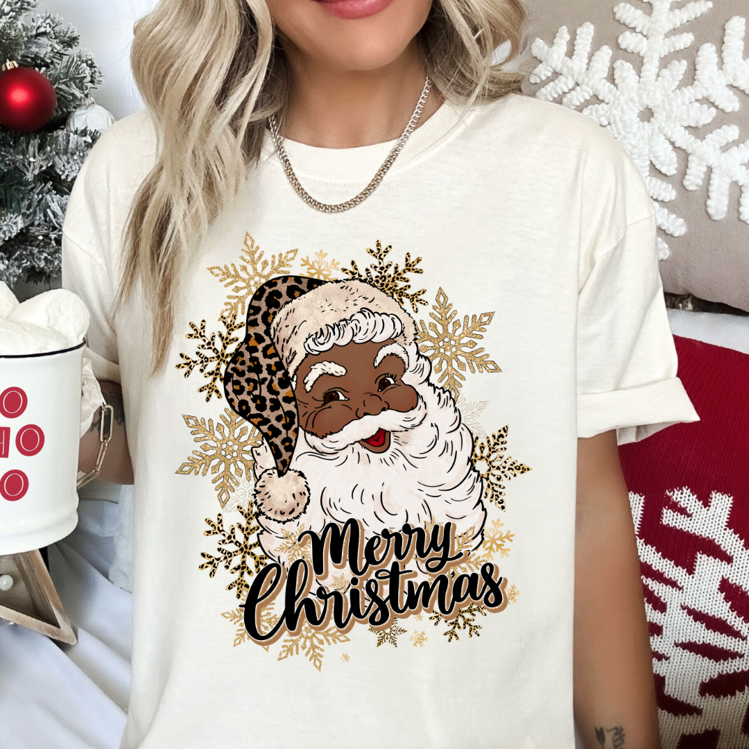 Black Santa (Leopard) DTF TRANSFER or UV DTF STICKER