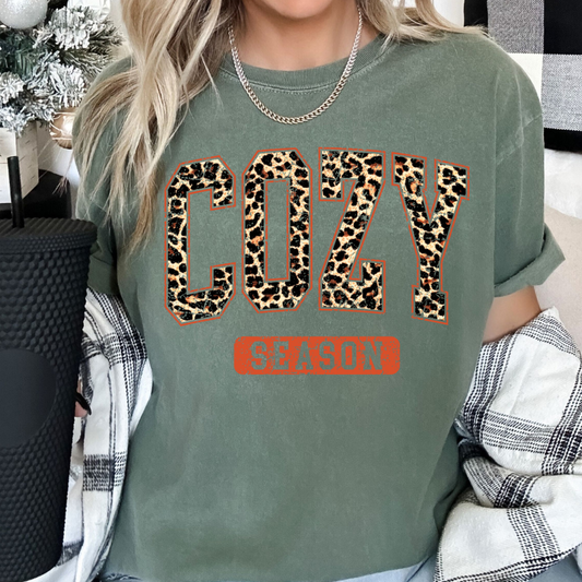 Leopard Varsity Cozy Season DTF TRANSFER or UV DTF STICKER DECAL