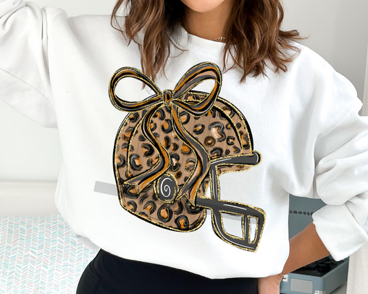 Leopard Helmet Football DTF TRANSFER or UV DTF STICKER