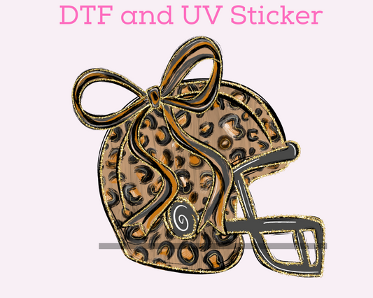 Leopard Helmet Football DTF TRANSFER or UV DTF STICKER