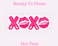 XOXO Lips And White Outline Valentine's Day DTF TRANSFER or UV DTF STICKER