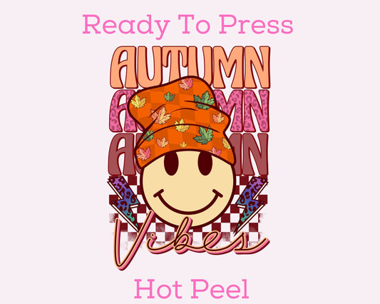 Autumn Vibes Beanie DTF TRANSFER or UV DTF STICKER DECAL