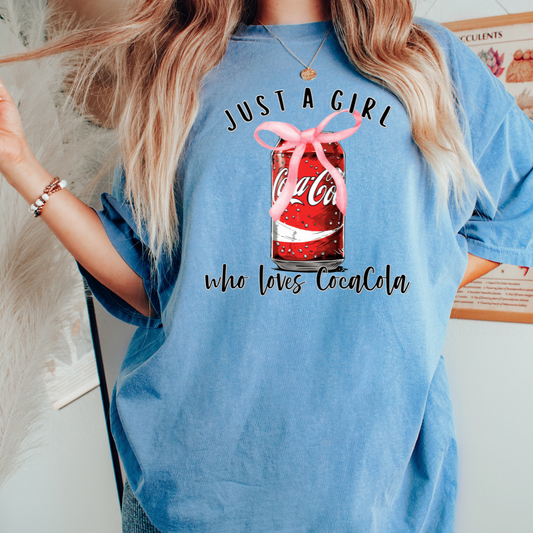 Just A Girl Who Loves Coca Cola Coquette Bow DTF TRANSFER or UV DTF STICKER DECAL