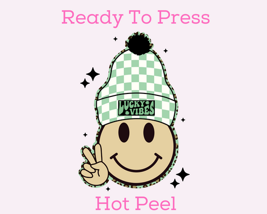 Lucky Vibes Beanie St. Patrick's Day DTF TRANSFER or UV DTF STICKER
