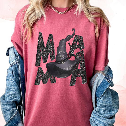Faux Sequins Mama Witch Hat Halloween DTF TRANSFER or UV DTF STICKER DECAL