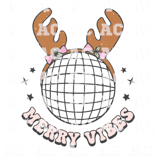 Merry Vibes DTF TRANSFER or UV DTF STICKER
