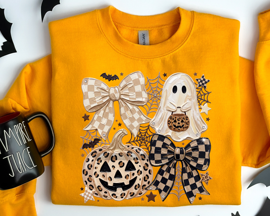 Neutral Pumpkin Bow Ghost Halloween DTF TRANSFER