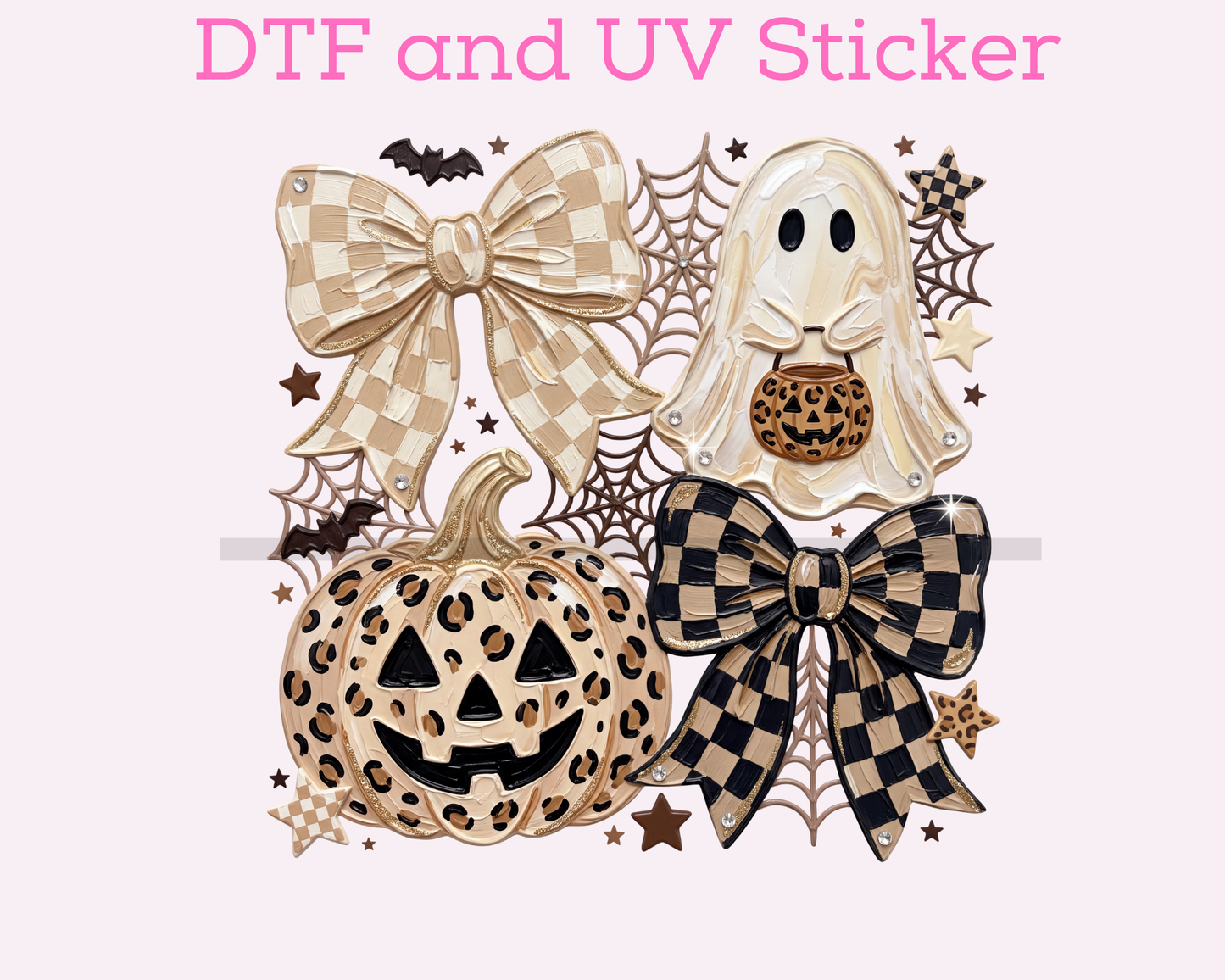 Neutral Pumpkin Bow Ghost Halloween DTF TRANSFER