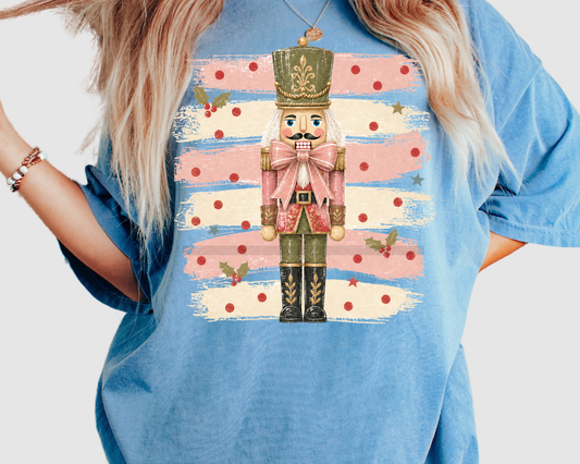 Nutcracker with Stripes and Polka Dots Christmas DTF TRANSFER