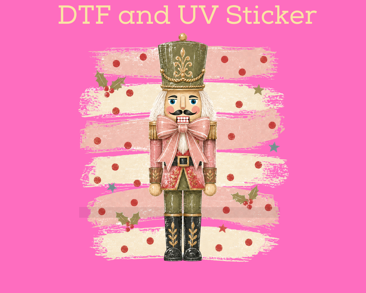 Nutcracker with Stripes and Polka Dots Christmas DTF TRANSFER