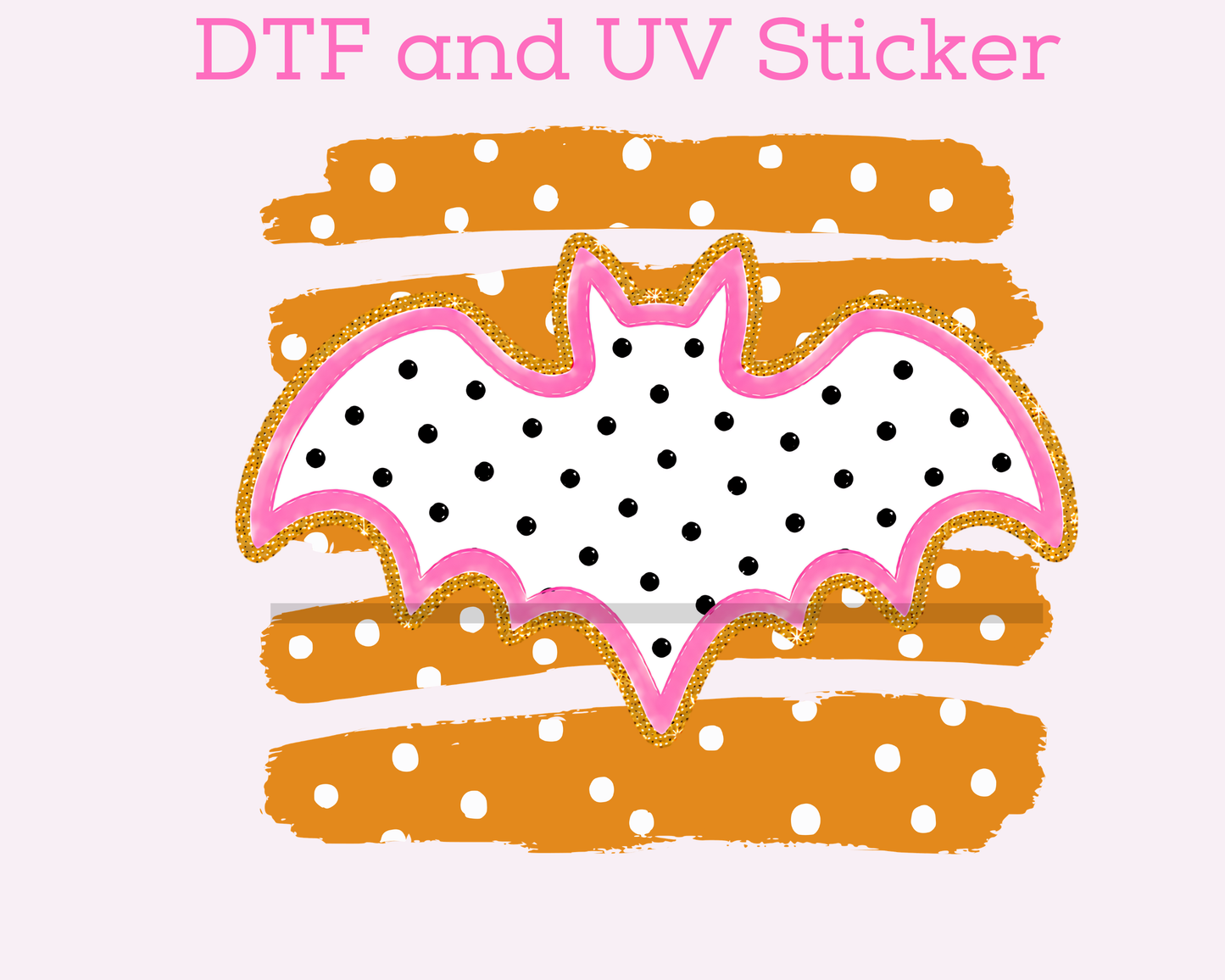 Bat Orange Stripes  Polka Dot Halloween DTF TRANSFER