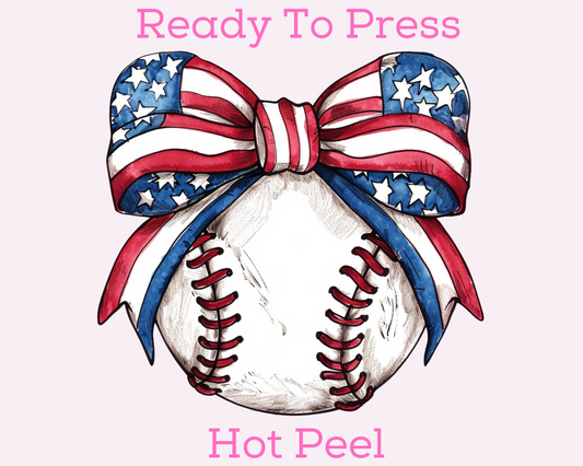 Coquette Bow Baseball 4th of July DTF TRANSFER or UV DTF STICKER