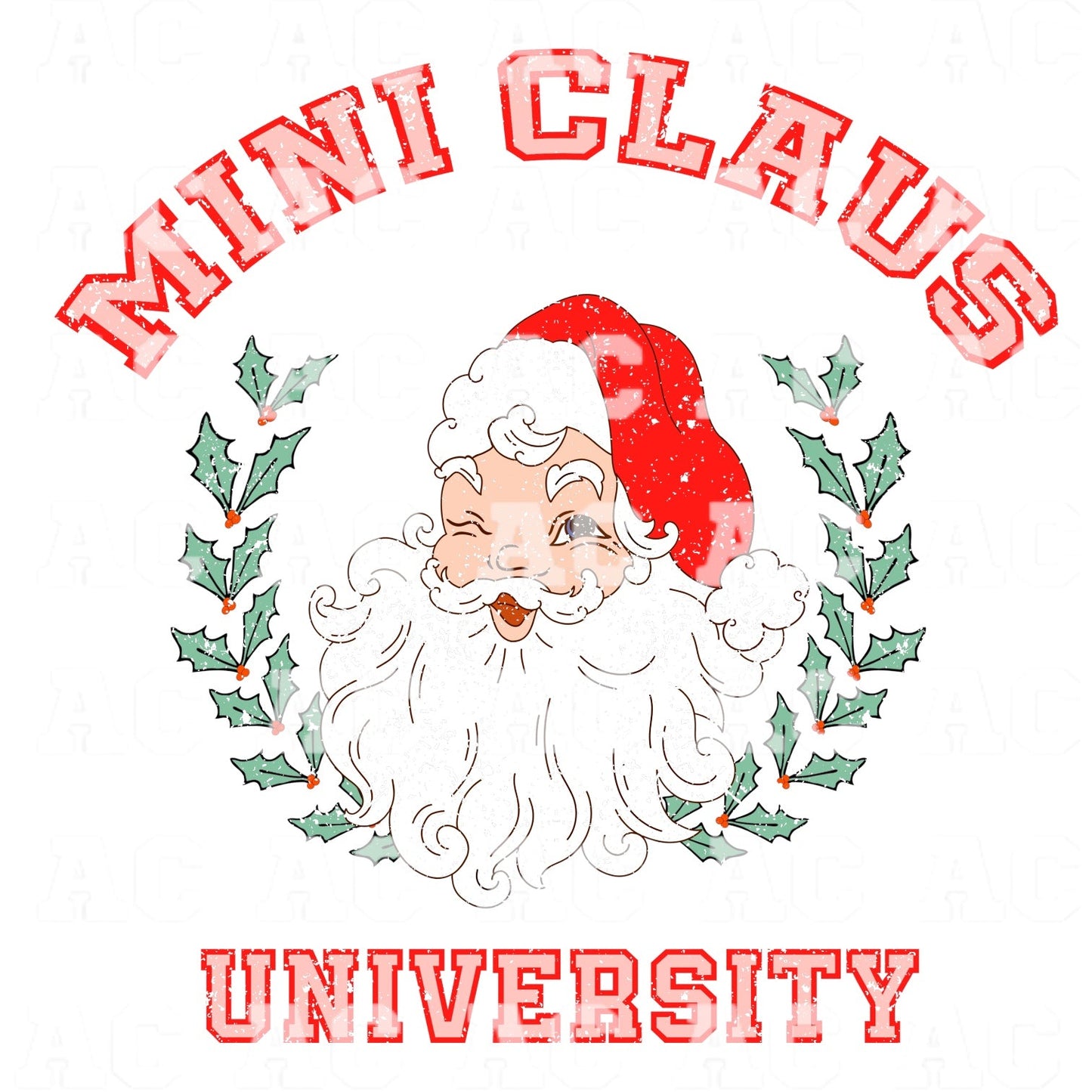 Mini Claus University DTF TRANSFER or UV DTF STICKER