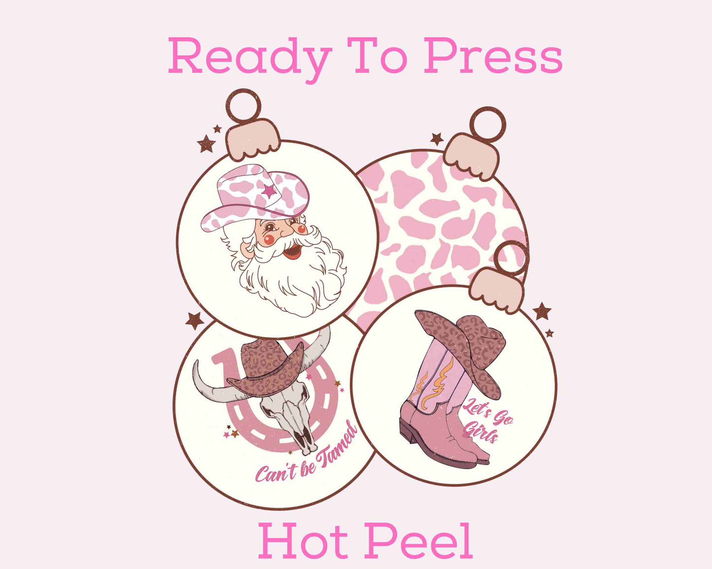 Pink Western Ornaments DTF TRANSFER or UV DTF STICKER