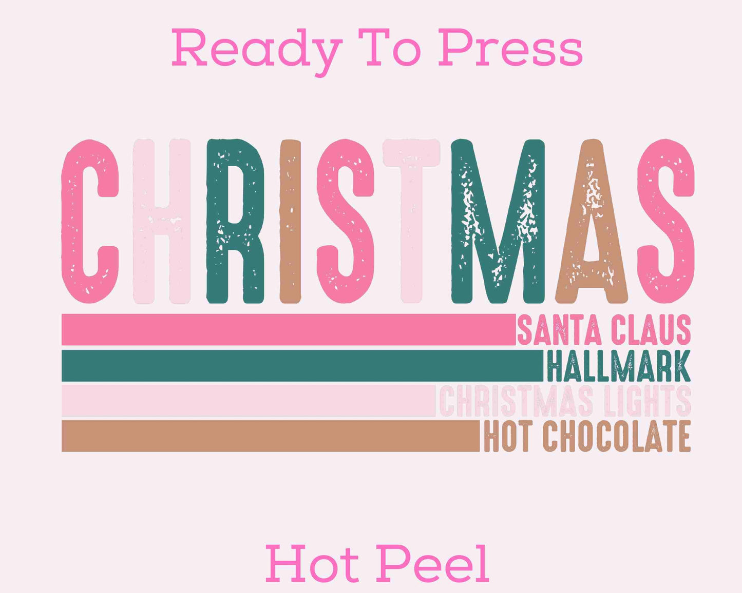 Pink Christmas (Distressed) DTF TRANSFER