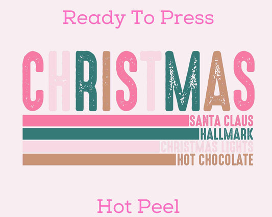 Pink Christmas (Distressed) DTF TRANSFER