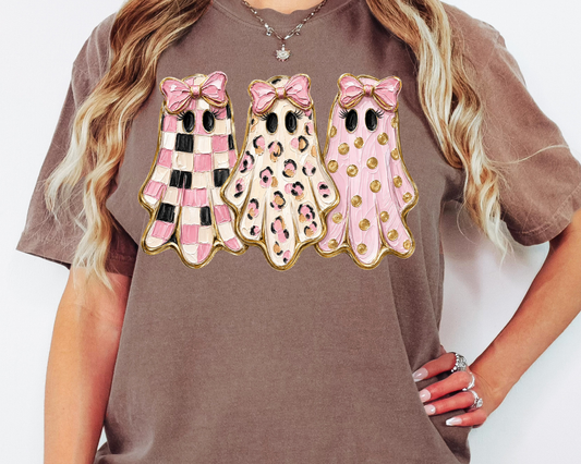 Pink and Gold Ghost Halloween DTF TRANSFER