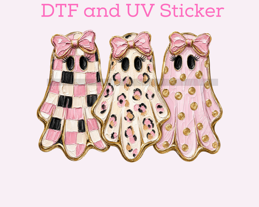 Pink and Gold Ghost Halloween DTF TRANSFER