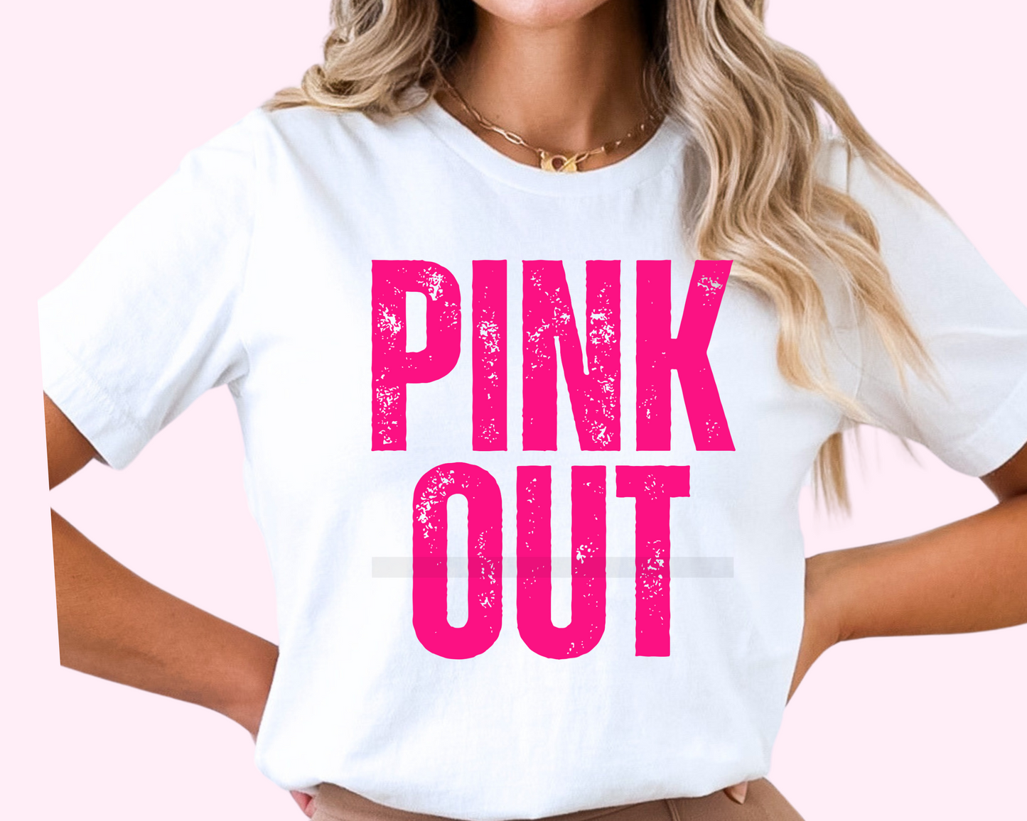 Pink Out Distressed Breast Cancer Awareness Bow DTF TRANSFER