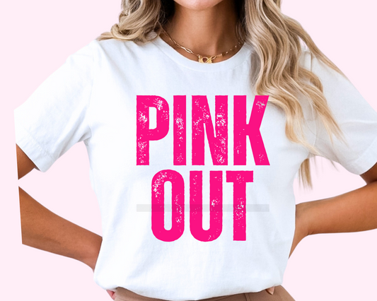 Pink Out Distressed Breast Cancer Awareness Bow DTF TRANSFER
