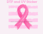Breast Cancer Ribbon with Stripes DTF TRANSFER