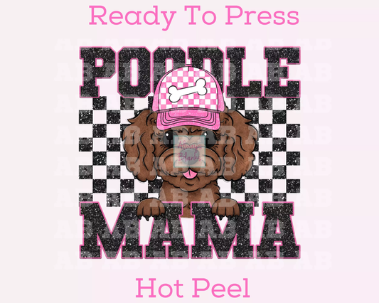 Poodle Mama (Black) Faux Sequins Faux Embroidery Mom DTF TRANSFER or UV DTF STICKER DECAL