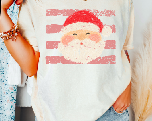 Red Stripes Santa Christmas DTF TRANSFER