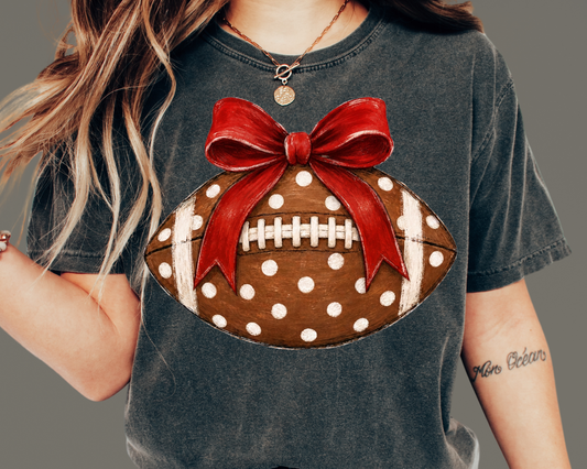 Football with Red Bow DTF Transfer