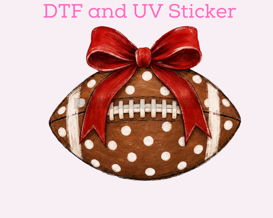 Football with Red Bow DTF Transfer